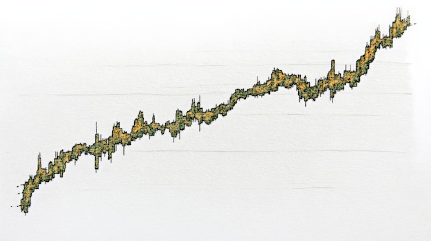 A graph showing a stock's price movement with a simple moving average (SMA) line overlaid, demonstrating how the moving average smooths out the price data and helps identify the overall trend.