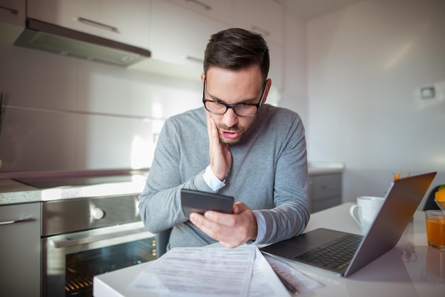 A stressed individual looking at bills with a credit card in hand, and on the other side, a calm individual with a savings account depicting financial stability. The image contrast highlights the benefits of having an emergency fund.