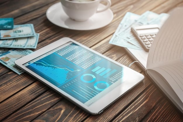 A detailed monthly budget breakdown shown on a tablet. It includes income, expenses, savings, and investment allocations, with percentages clearly marked.