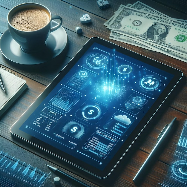A digital dashboard displaying various automated financial tasks, such as bill payments, savings transfers, and investment allocations. The dashboard is clean and organized, showcasing the ease and efficiency of automated finance management.